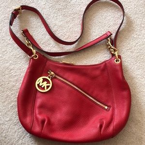 Michael Kors red leather crossbody/shoulder bag